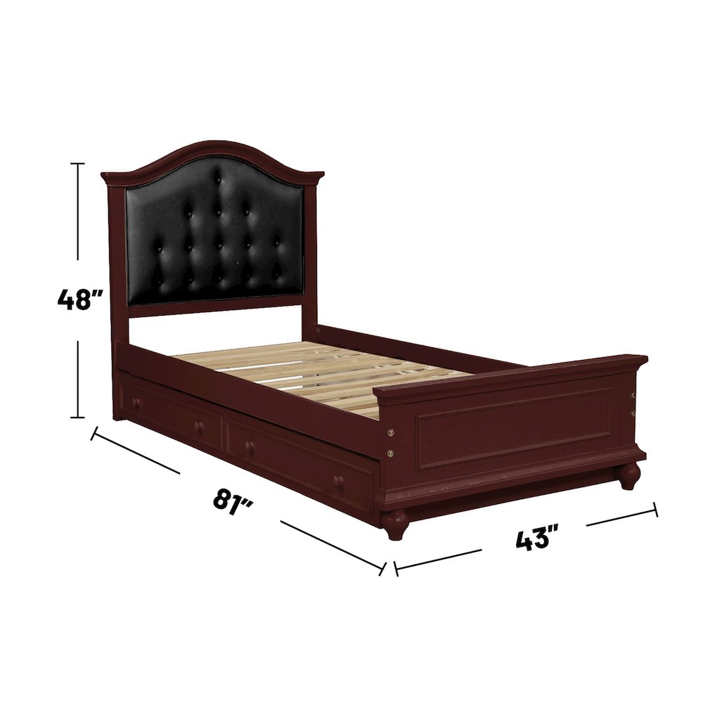 Twin Size Bed with Trundle in Black and Cherry Brown. Picture 5