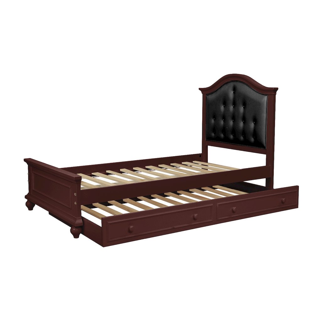Twin Size Bed with Trundle in Black and Cherry Brown. Picture 1