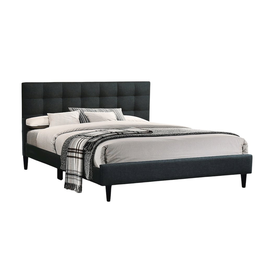 Charcoal Fabric Upholstered Bed, Cal. King Size. Picture 1