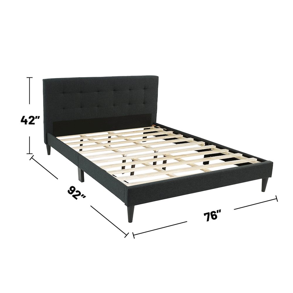 Charcoal Fabric Upholstered Bed, Cal. King Size. Picture 3