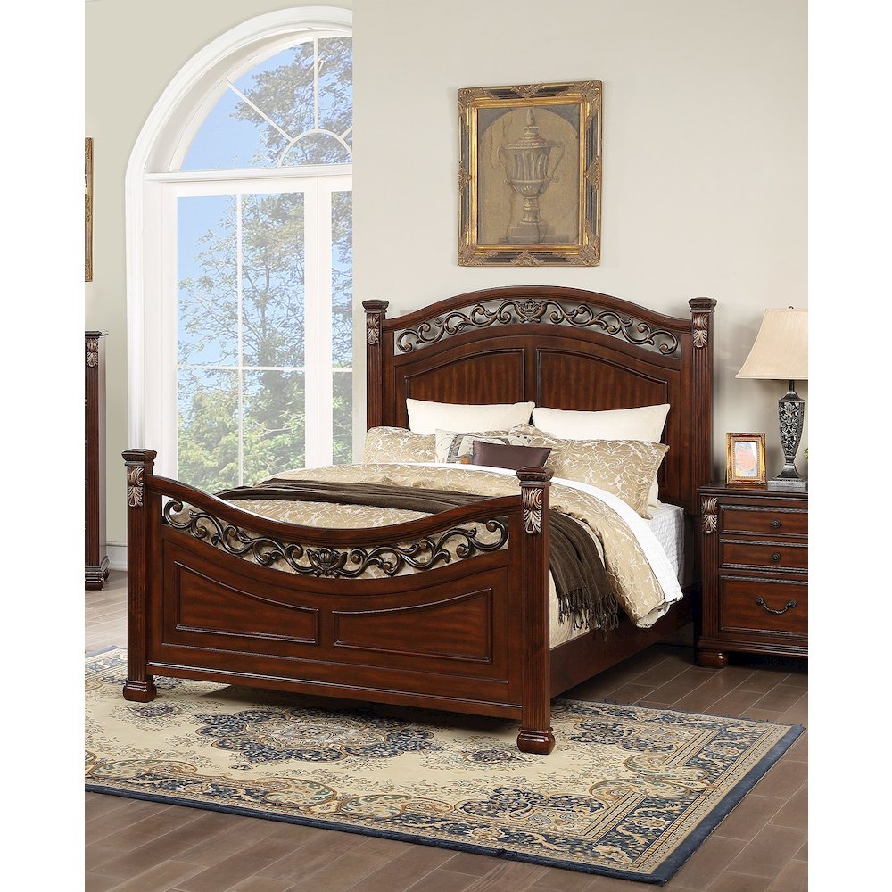 Wooden Queen Bed In Walnut. Picture 2