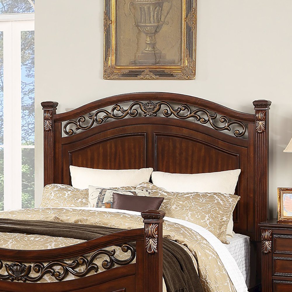 Wooden Queen Bed In Walnut. Picture 5