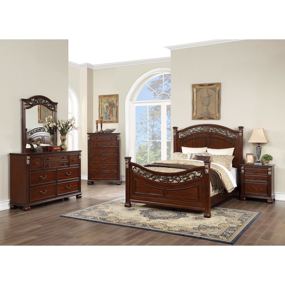 Wooden Queen Bed In Walnut. Picture 4