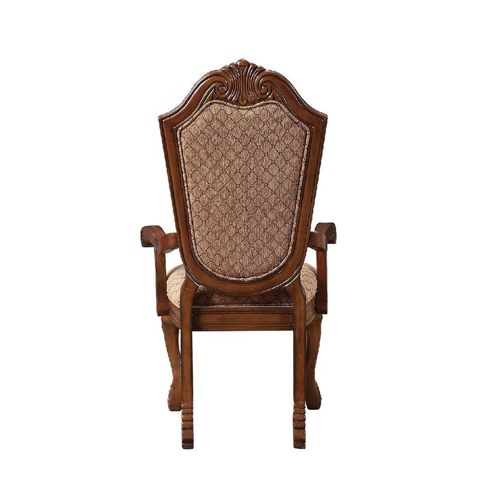 Set of 2 Fabric Upholstered Dining Armchair in Cherry Finish. Picture 5