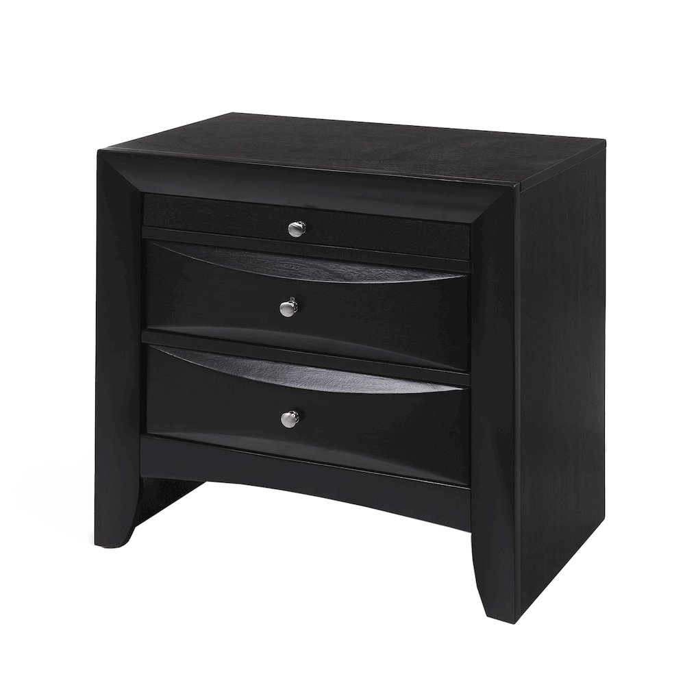 Wooden Nightstand with 2 Drawers in Black. Picture 1