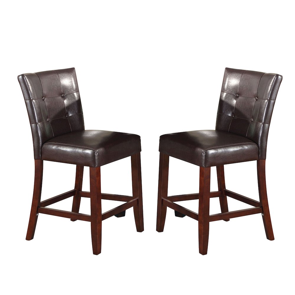 Set of 2 Counter Height Chair in Espresso PU & Walnut. Picture 1