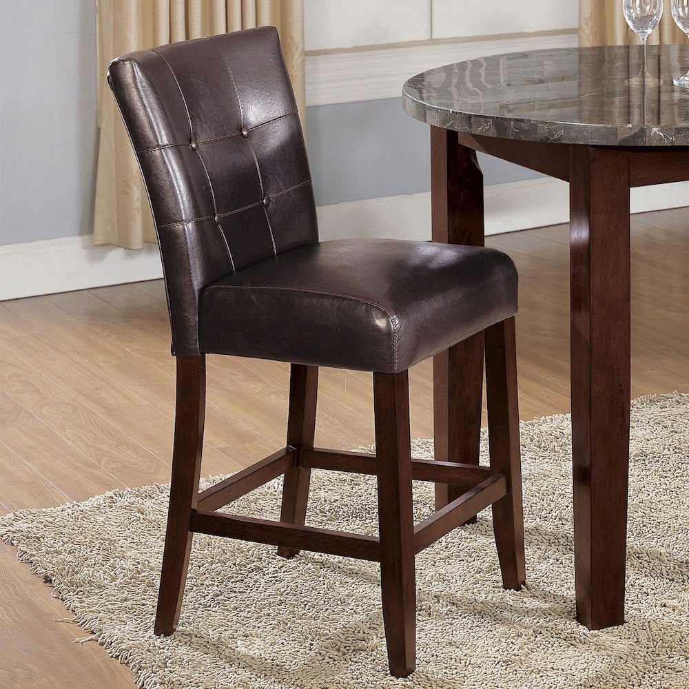 Set of 2 Counter Height Chair in Espresso PU & Walnut. Picture 2