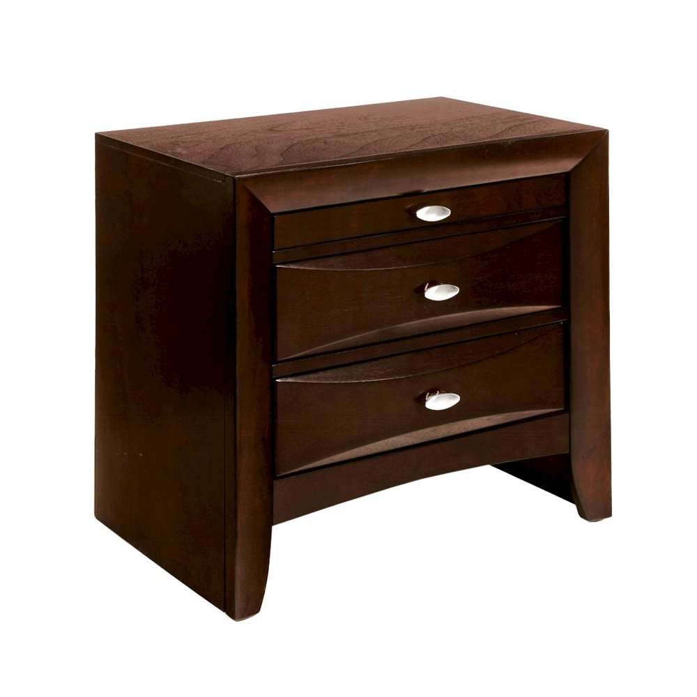 Wooden Nightstand with 2 Drawers in Espresso. Picture 1