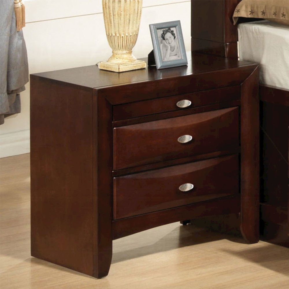 Wooden Nightstand with 2 Drawers in Espresso. Picture 2