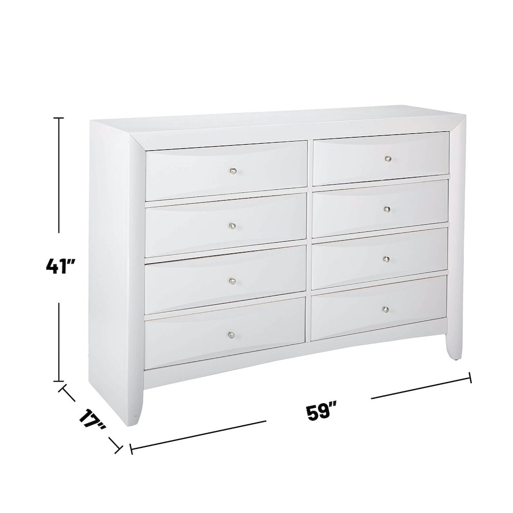 Wood Dresser with 8 Drawers In White. Picture 3