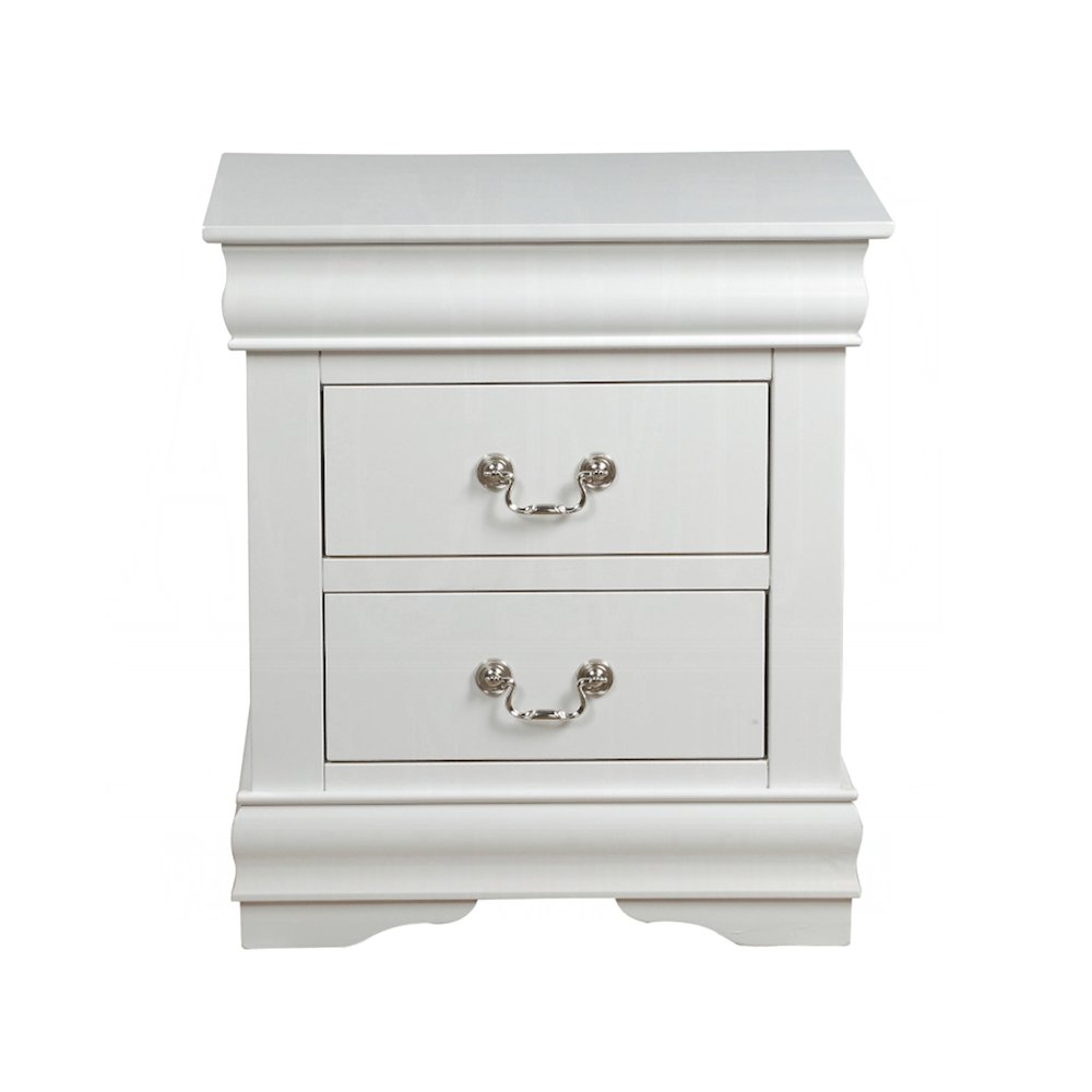 2 Drawers Nightstand in White Finish. Picture 1