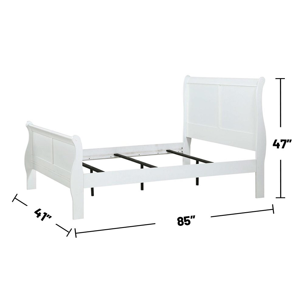 Wooden Twin Sleigh Bed in White. Picture 3