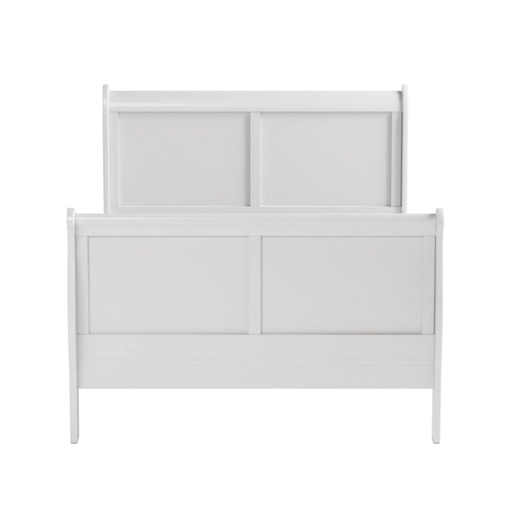 Wooden Twin Sleigh Bed in White. Picture 4