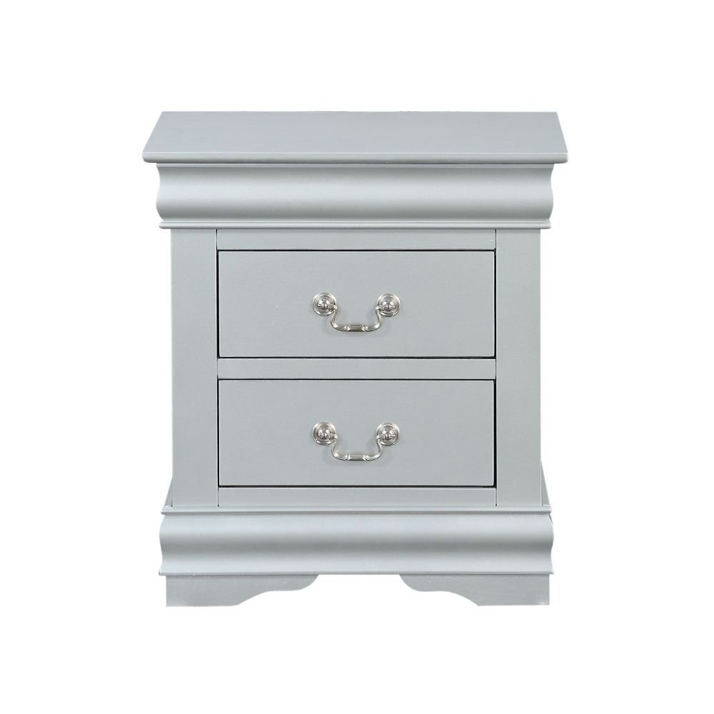 2 Drawers Wooden Nightstand in Platinum Finish. Picture 1
