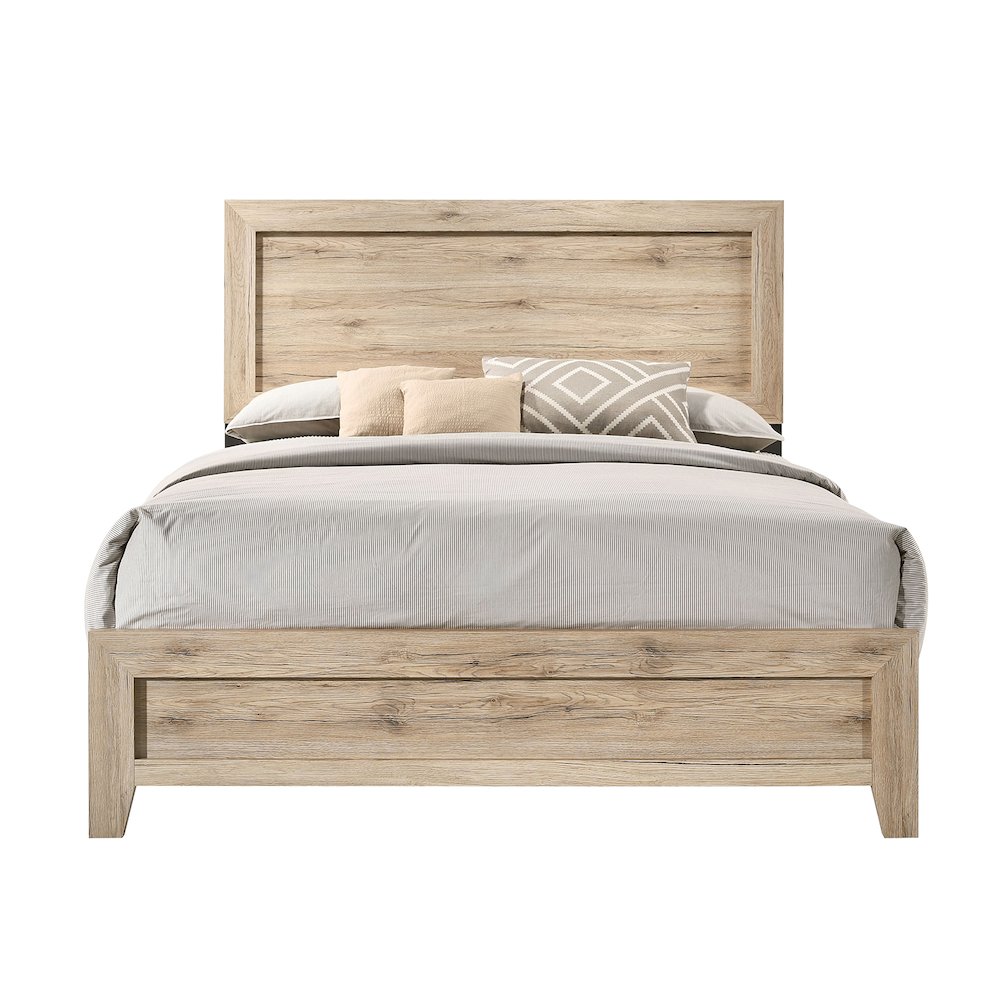 Wooden Queen Panel Bed in Natural Finish. Picture 1