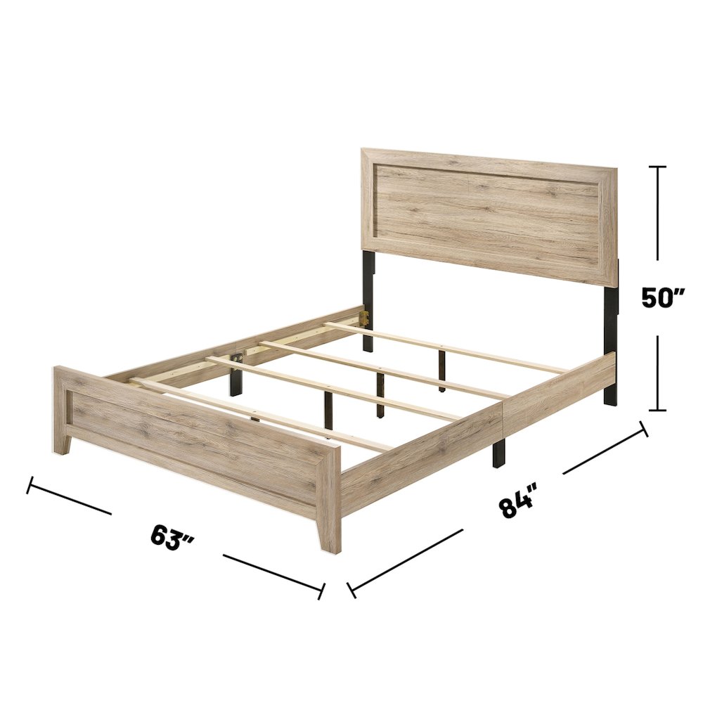 Wooden Queen Panel Bed in Natural Finish. Picture 3