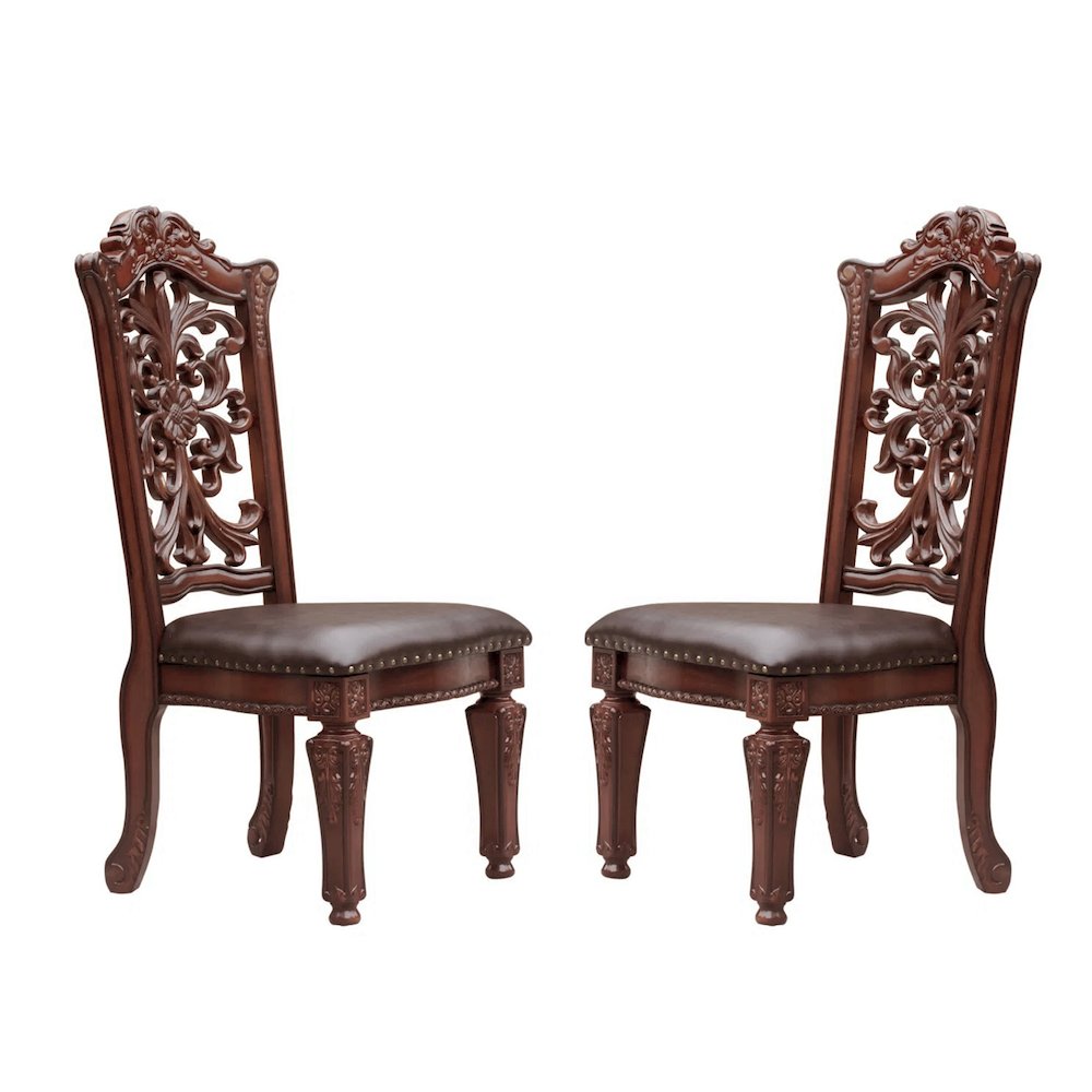 Set of 2 Wood Side Chair in Cherry Finish. Picture 1