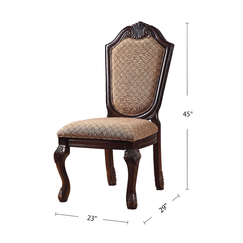 Set of 2 Upholstered Side Chairs in Brown and Espresso Finish. Picture 3