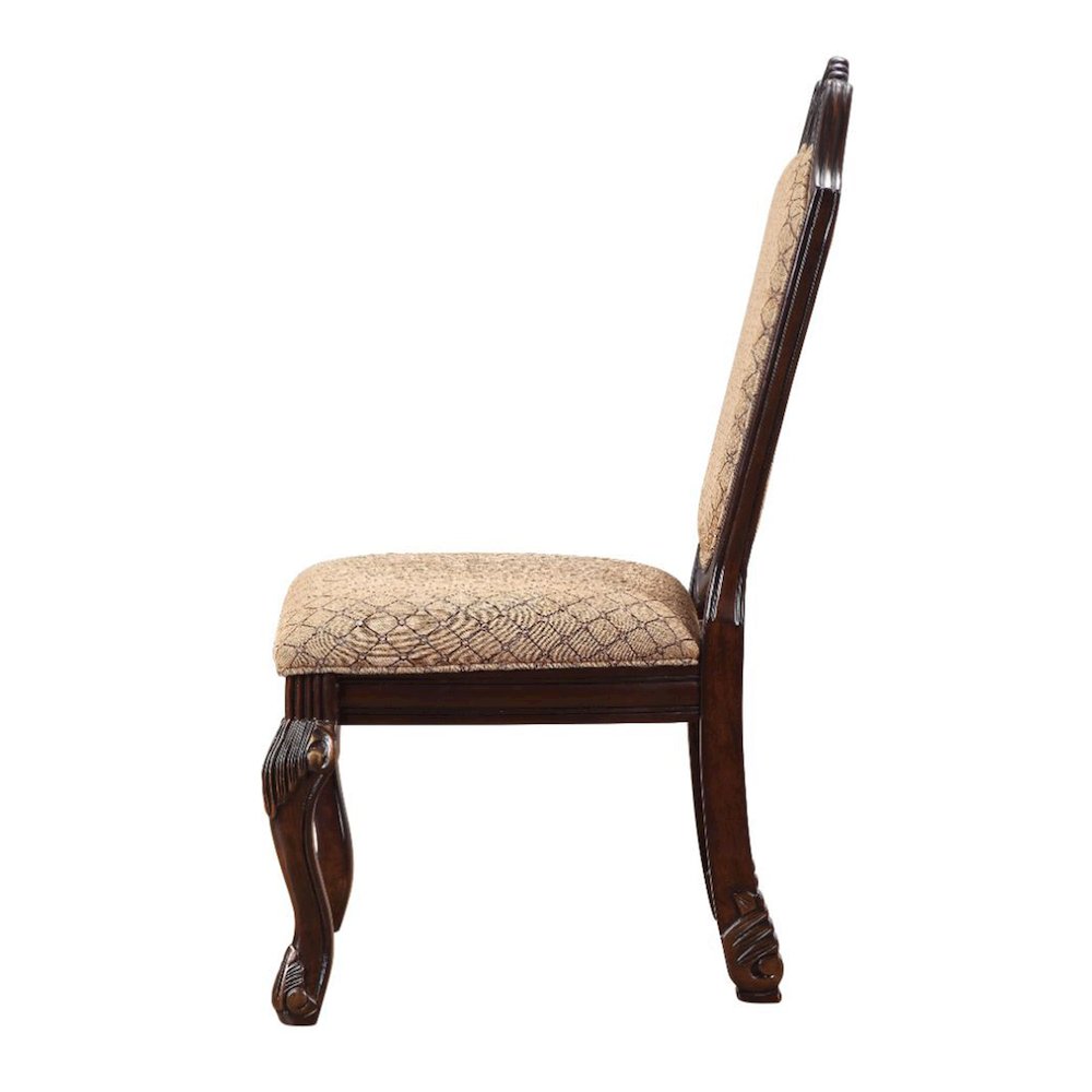 Set of 2 Upholstered Side Chairs in Brown and Espresso Finish. Picture 4