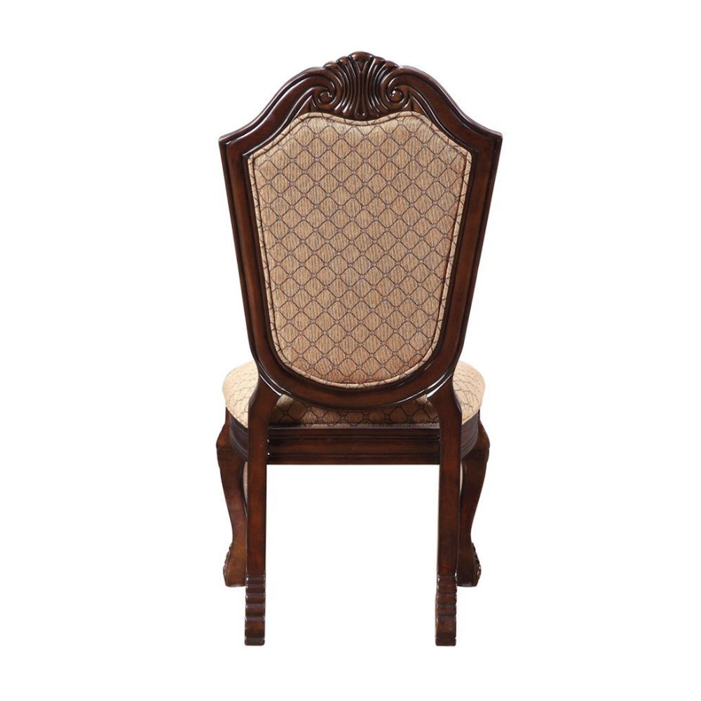 Set of 2 Upholstered Side Chairs in Brown and Espresso Finish. Picture 5