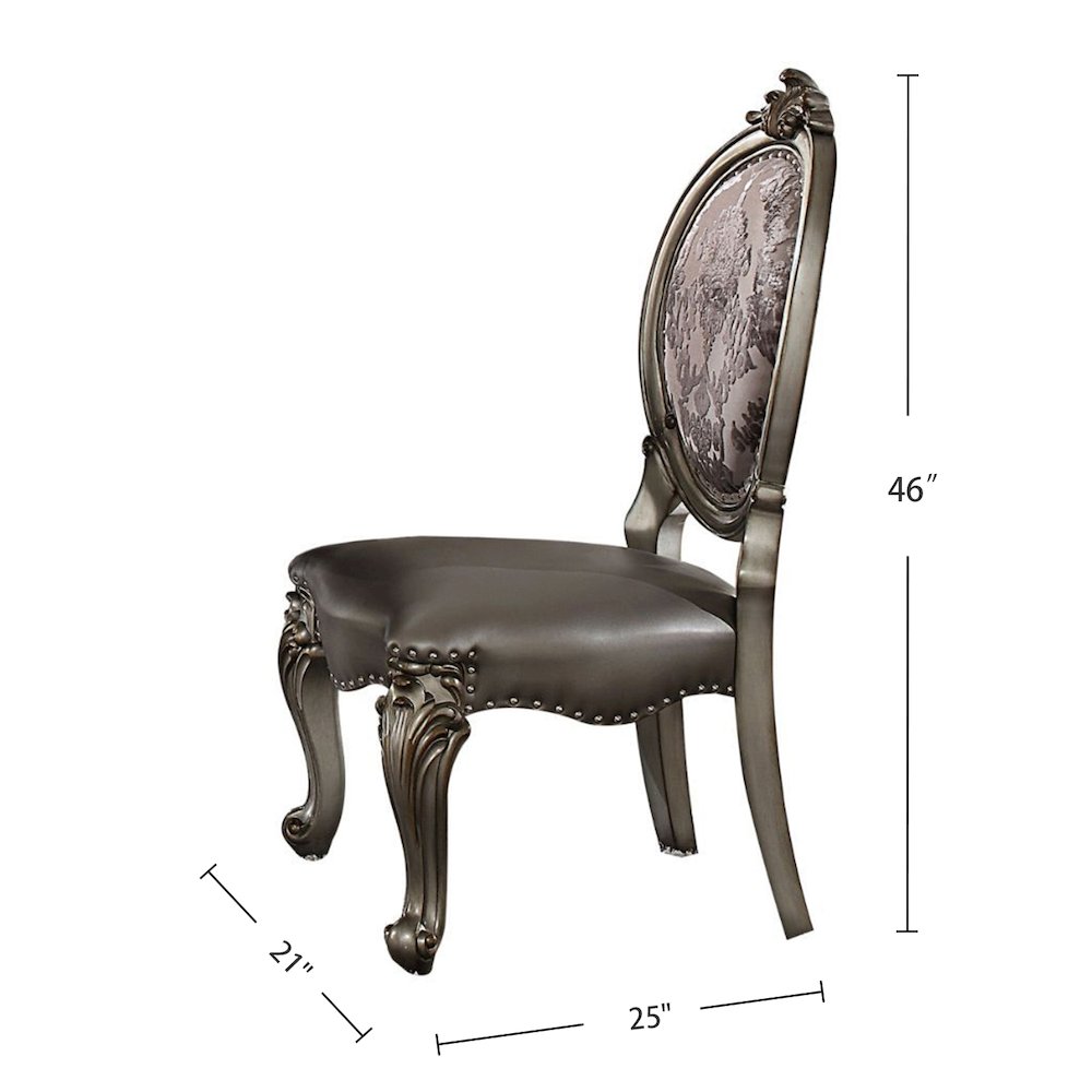 Set of 2 Side Chairs with Nailhead Trim in Silver and Antique Platinum. Picture 3