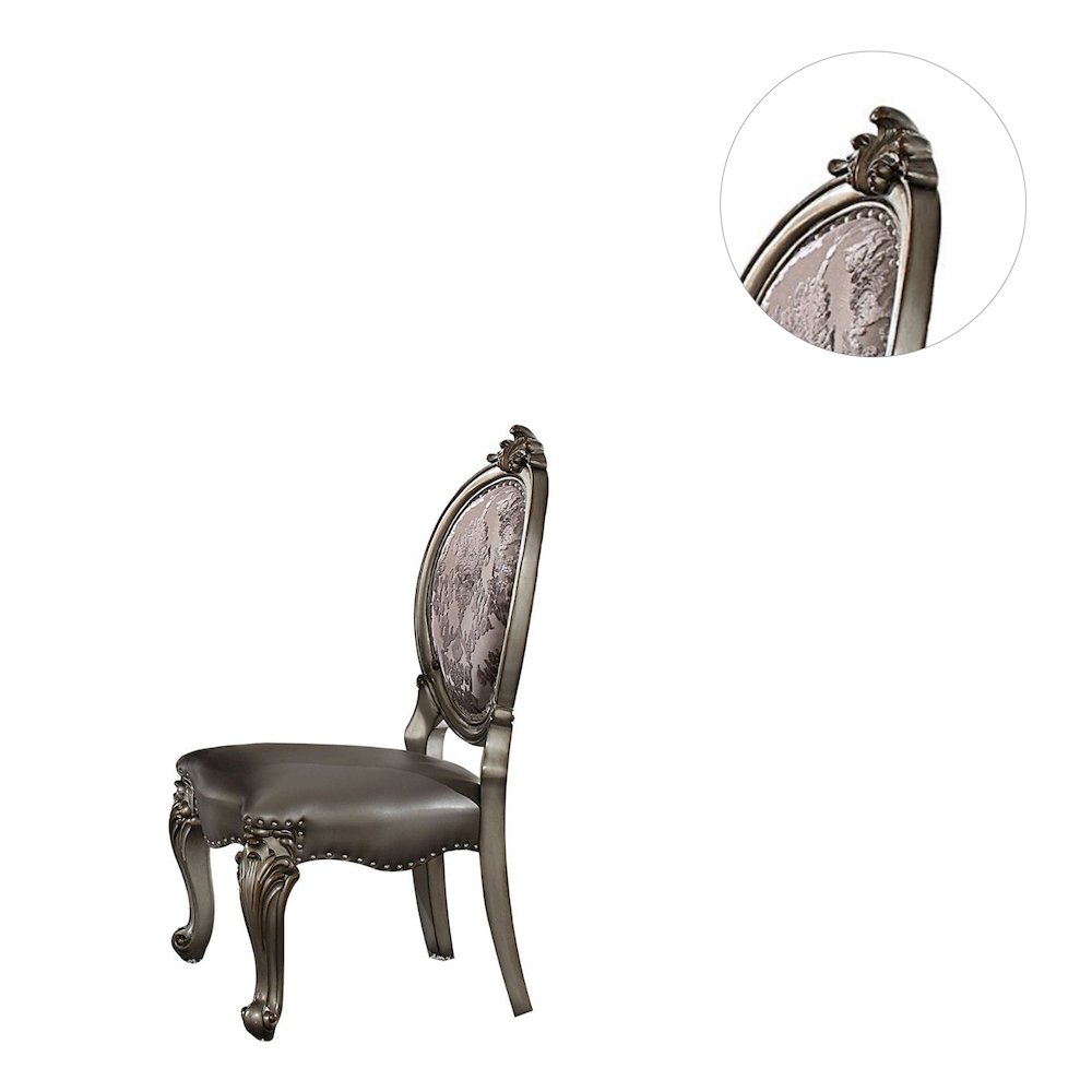 Set of 2 Side Chairs with Nailhead Trim in Silver and Antique Platinum. Picture 4