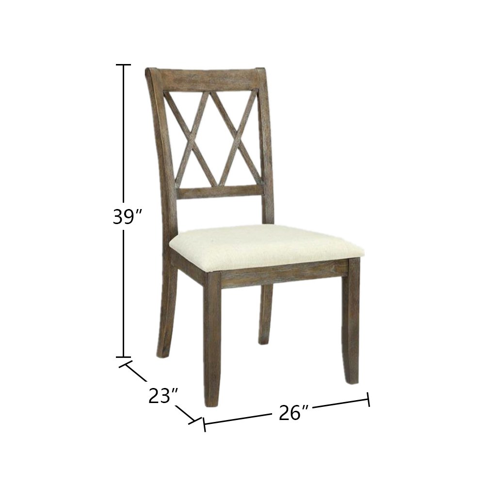 Set of 2 Linen Upholstered Side Chairs in Beige and Salvage Brown. Picture 3