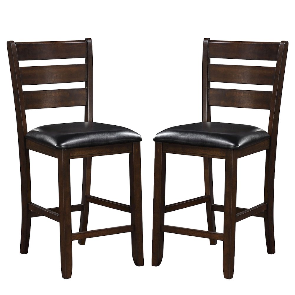 Set of 2 Black PU Counter Height Chair in Espresso Finish. Picture 1