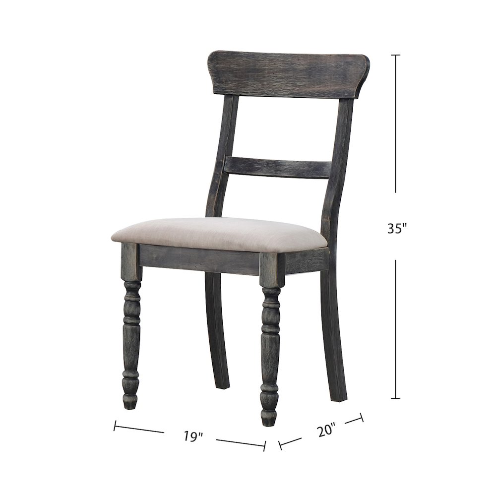 Set of 2 Light Brown Linen Side Chairs in Weathered Gray. Picture 3