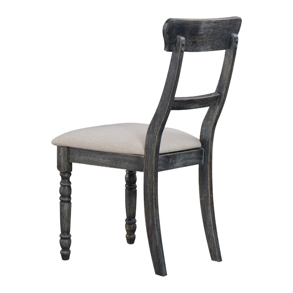 Set of 2 Light Brown Linen Side Chairs in Weathered Gray. Picture 4