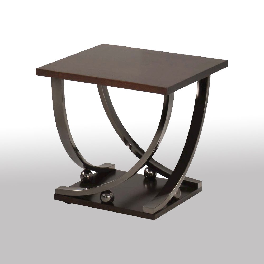 Square Wood End Table in Black Nickel Finish. Picture 2