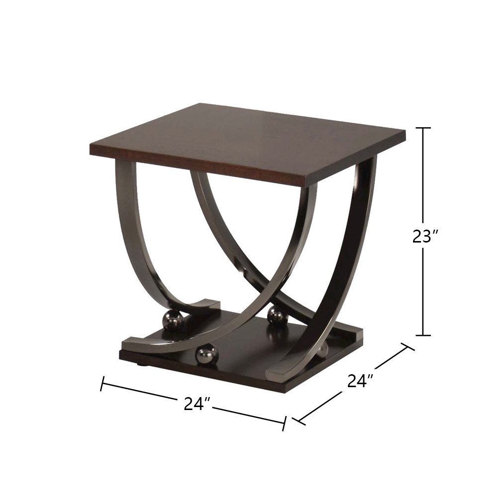 Square Wood End Table in Black Nickel Finish. Picture 4