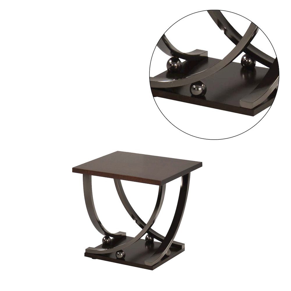 Square Wood End Table in Black Nickel Finish. Picture 5