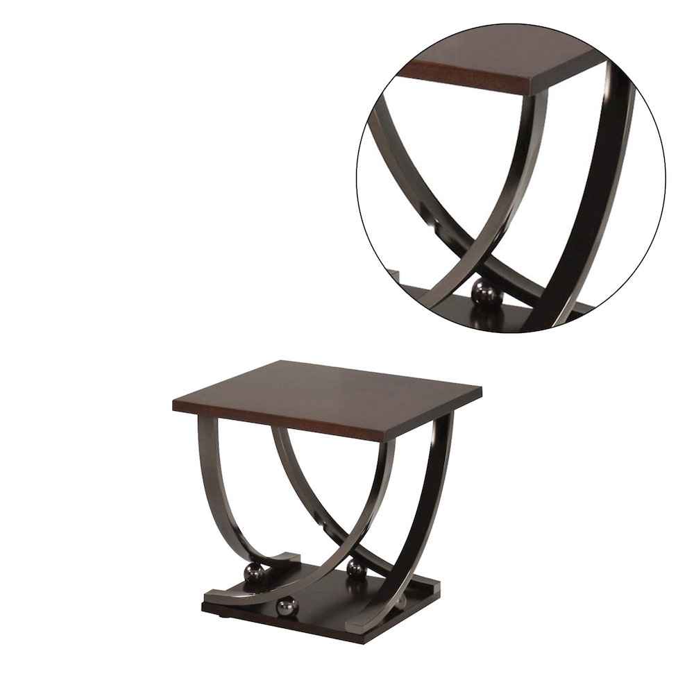 Square Wood End Table in Black Nickel Finish. Picture 3