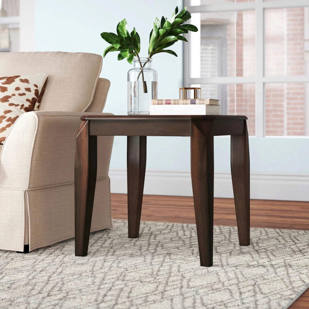 Square Wood End Table in Walnut Finish. Picture 2