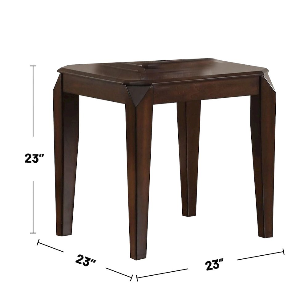 Square Wood End Table in Walnut Finish. Picture 3