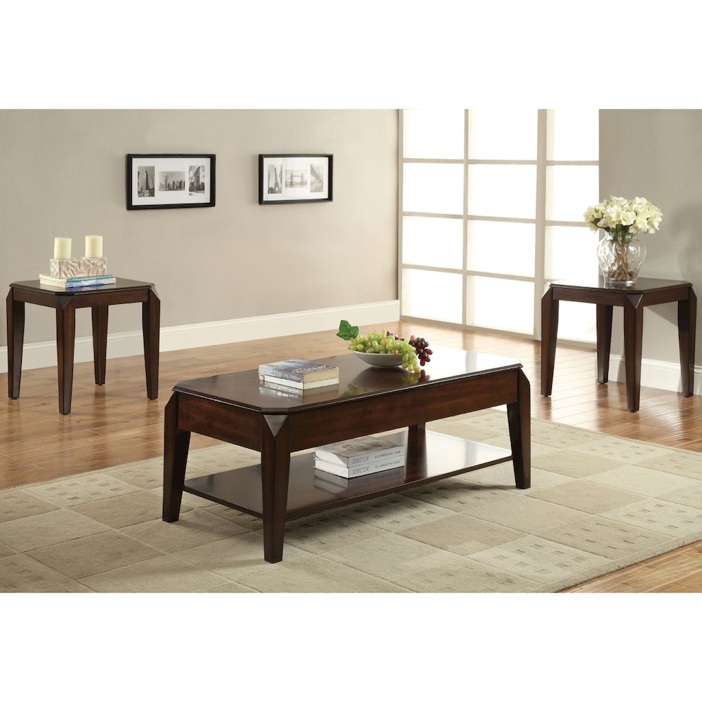 Square Wood End Table in Walnut Finish. Picture 5