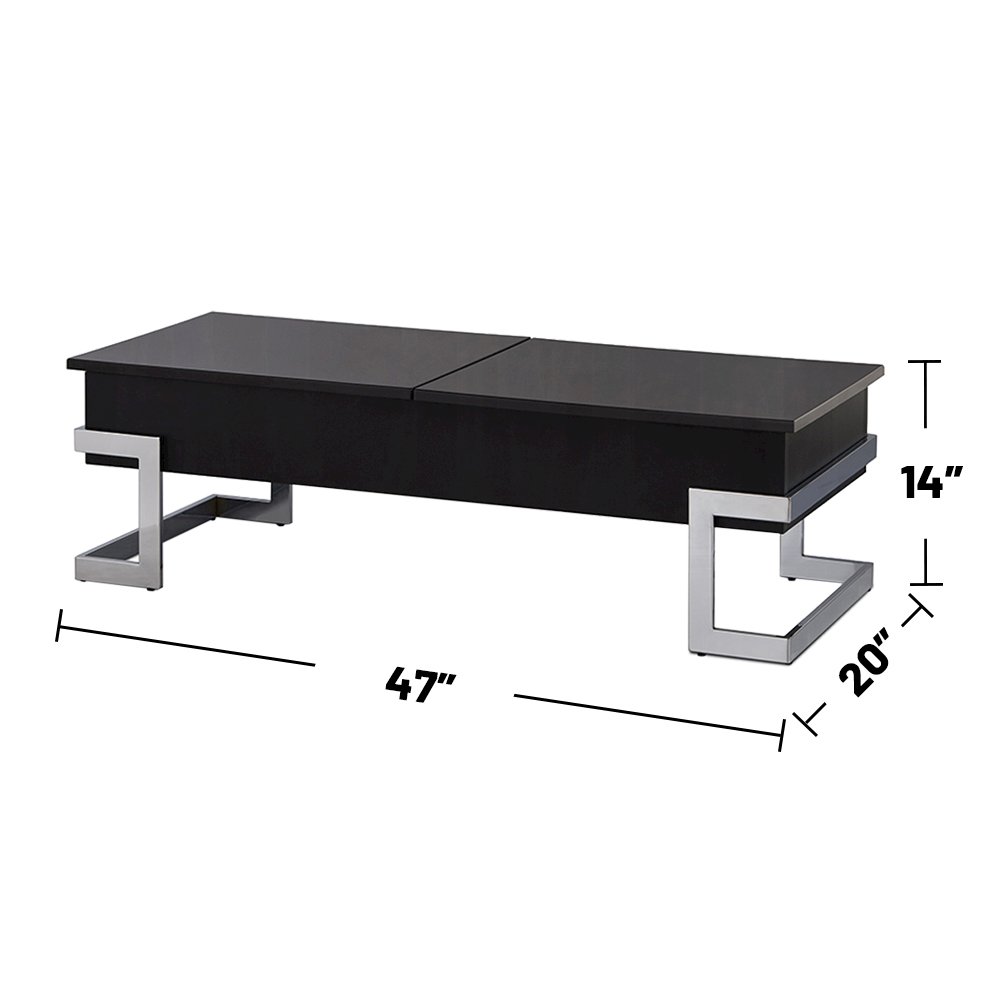 Lift Top Coffee Table with Metal Base in Black. Picture 3