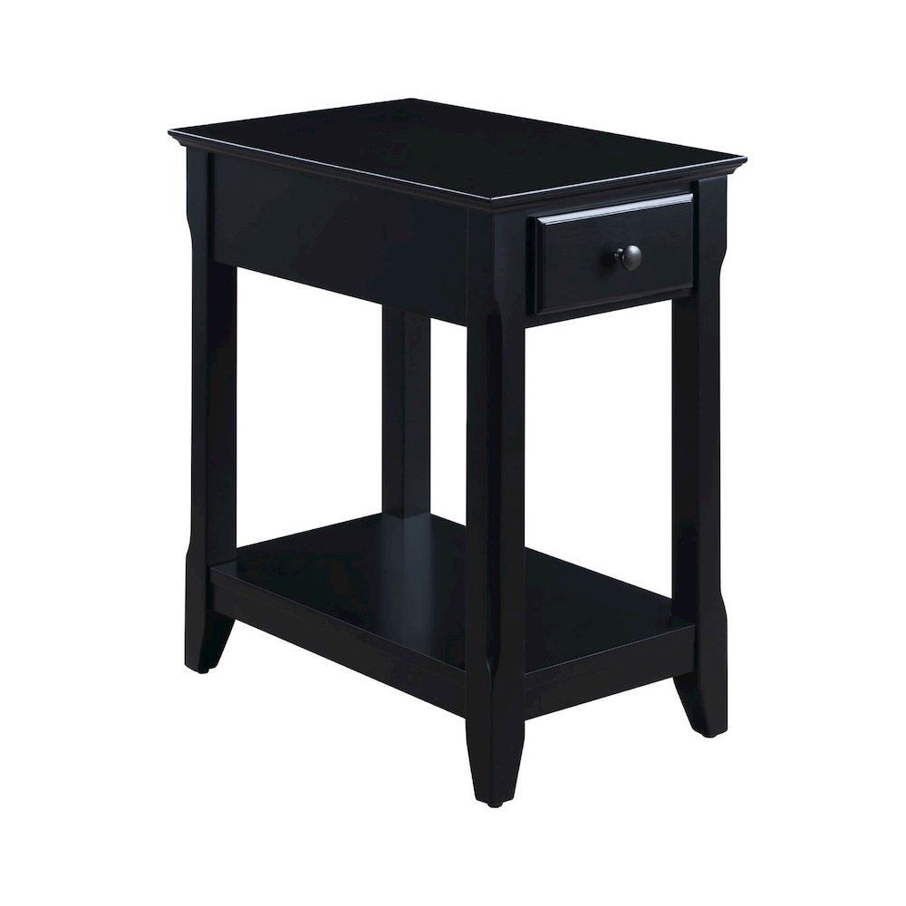 Wood Accent Table with a Drawer in Black. Picture 1
