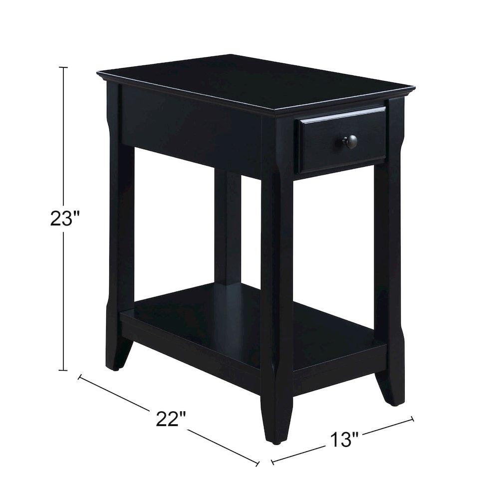 Wood Accent Table with a Drawer in Black. Picture 3