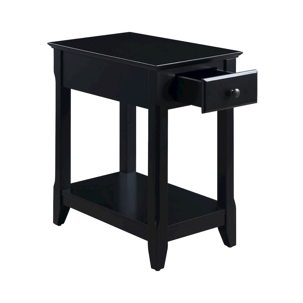 Wood Accent Table with a Drawer in Black. Picture 4