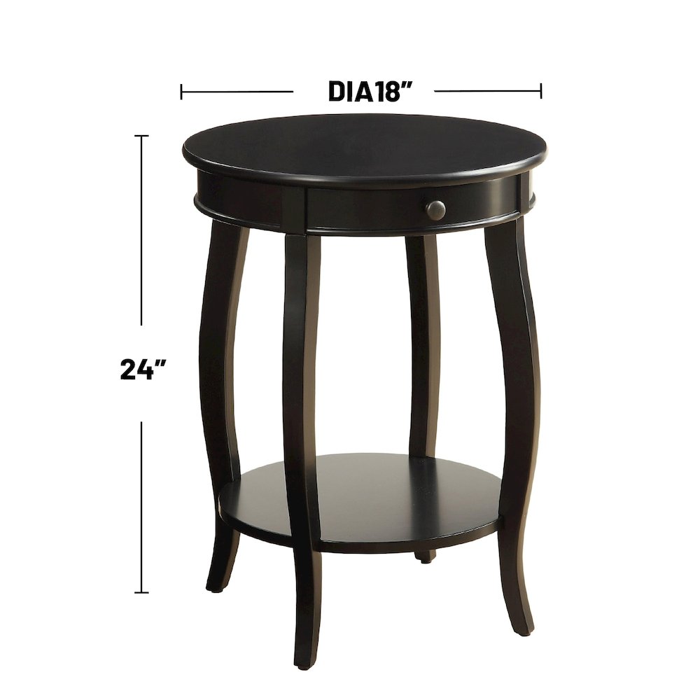 Wooden Round End Table with Bottom Shelf in Black. Picture 3