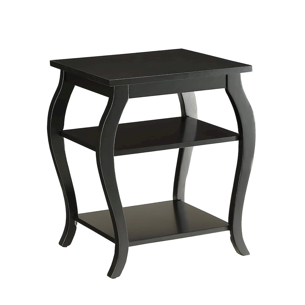 End Table with 2 Lower Shelves in Black. Picture 1