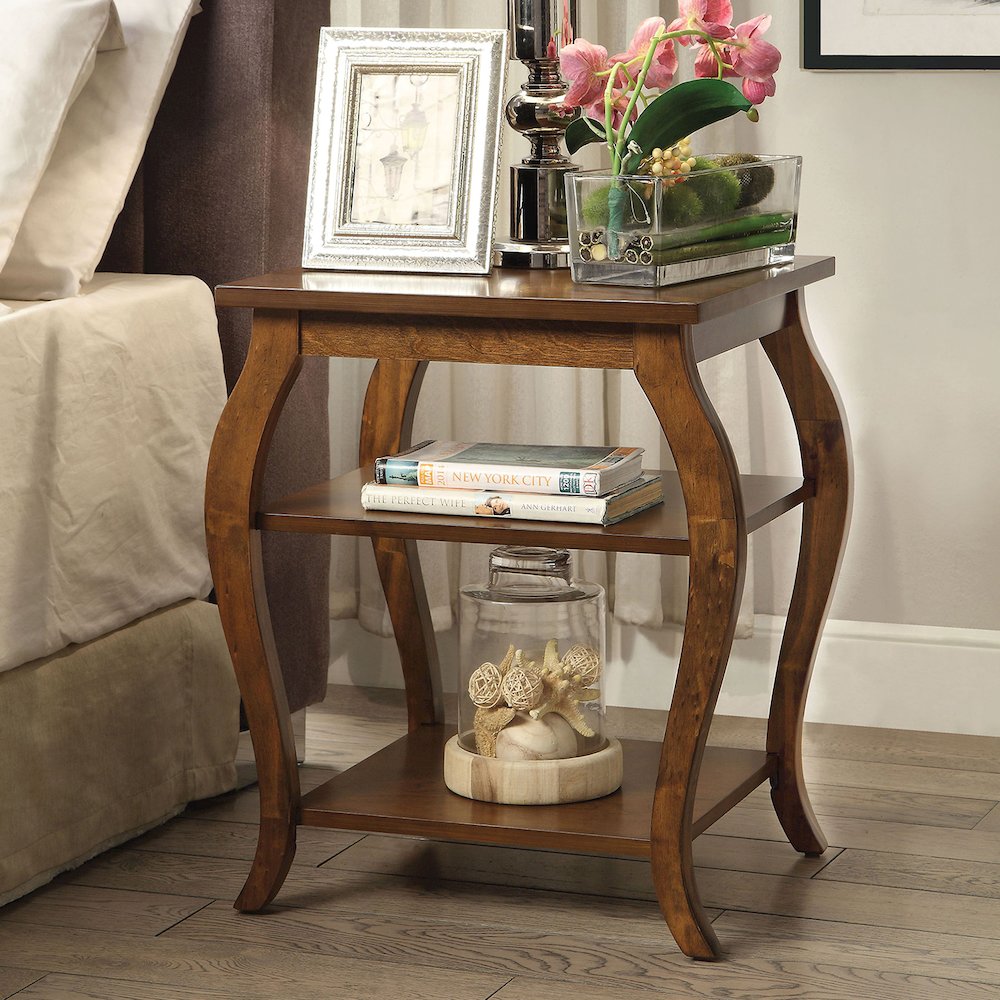 End Table with 2 Lower Shelves in Walnut. Picture 2