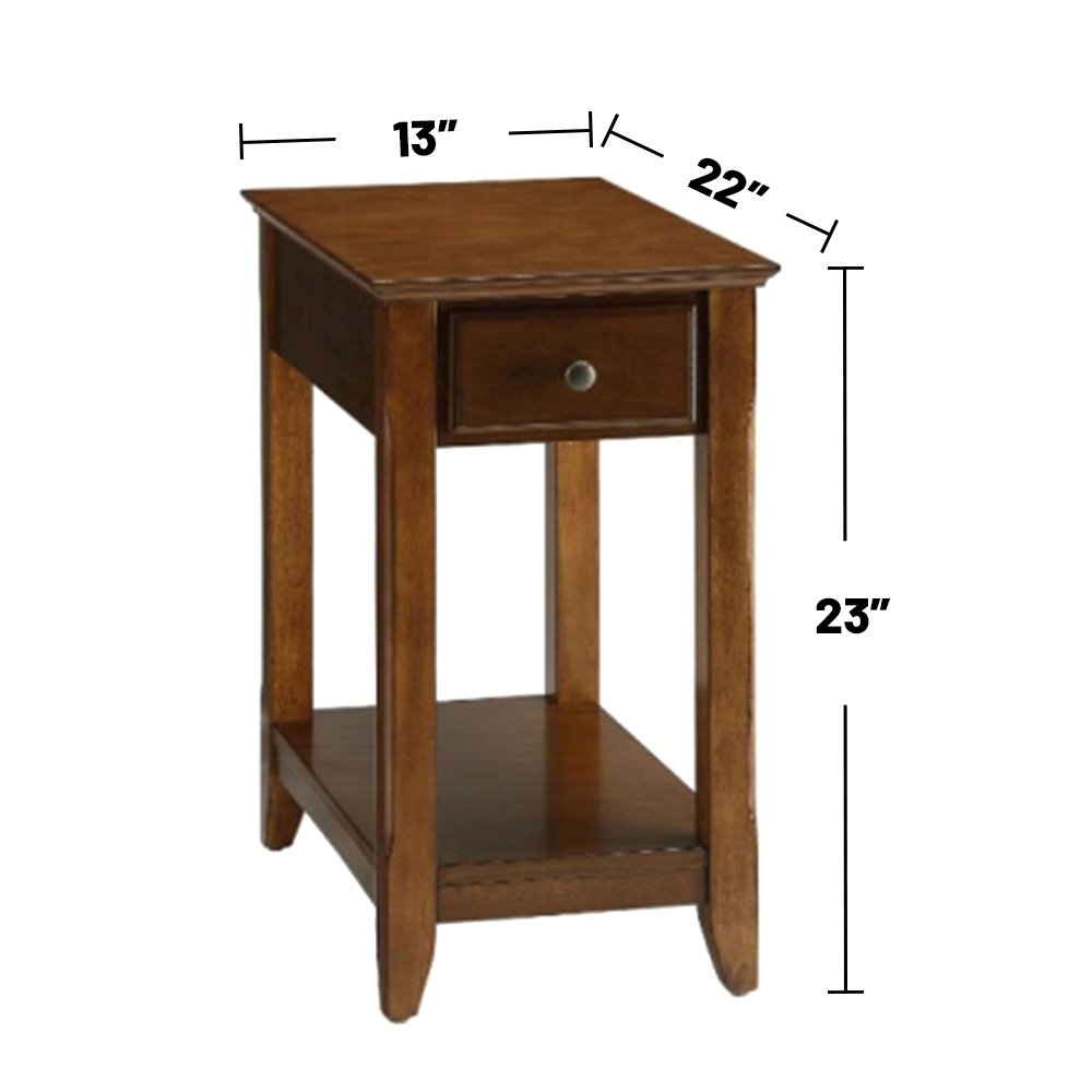 Side Table with 1 Drawer, Walnut Finish. Picture 3