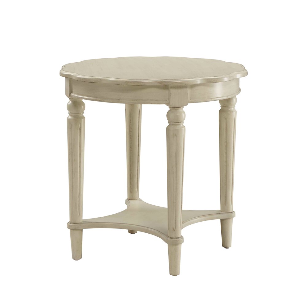 Wooden End Table with 1 Bottom Shelf in Antique White. Picture 1