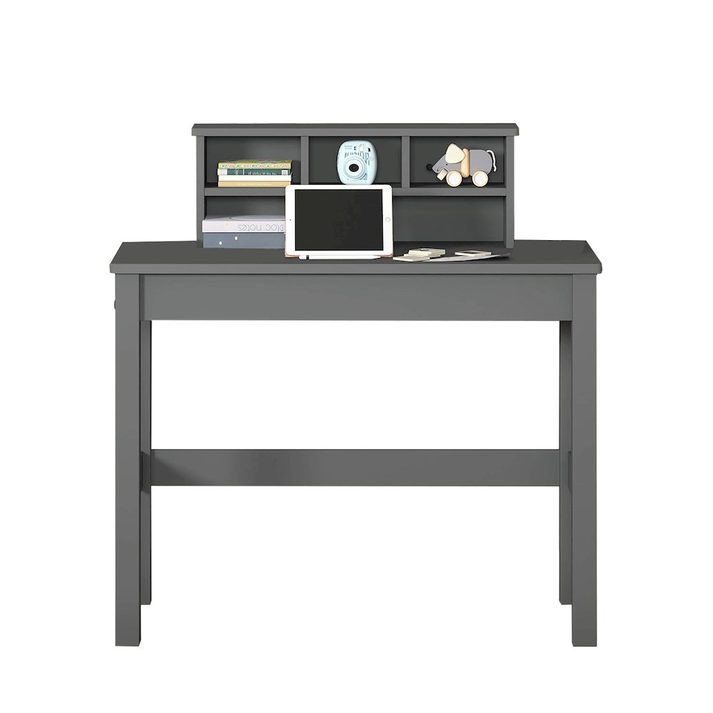 Wooden Writing Desk with Hutch in Grey. Picture 1