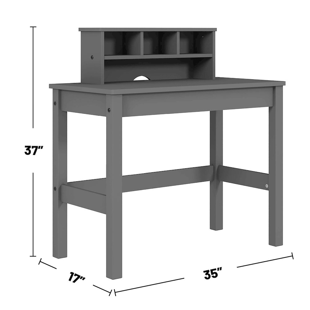 Wooden Writing Desk with Hutch in Grey. Picture 3