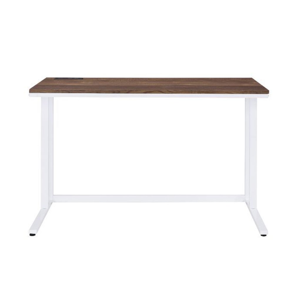 Built-in USB Port Writing Desk with Storage Drawer in Walnut. Picture 1