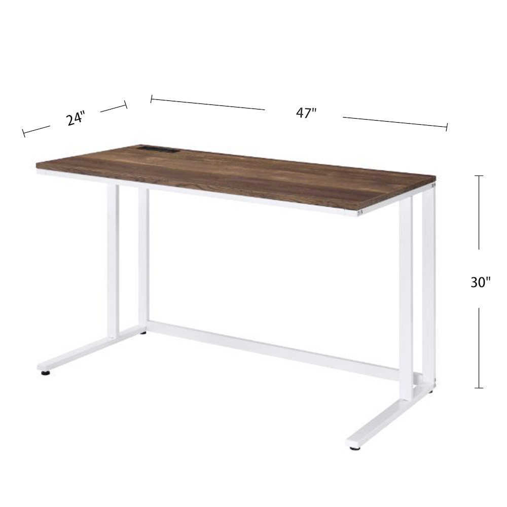 Built-in USB Port Writing Desk with Storage Drawer in Walnut. Picture 3